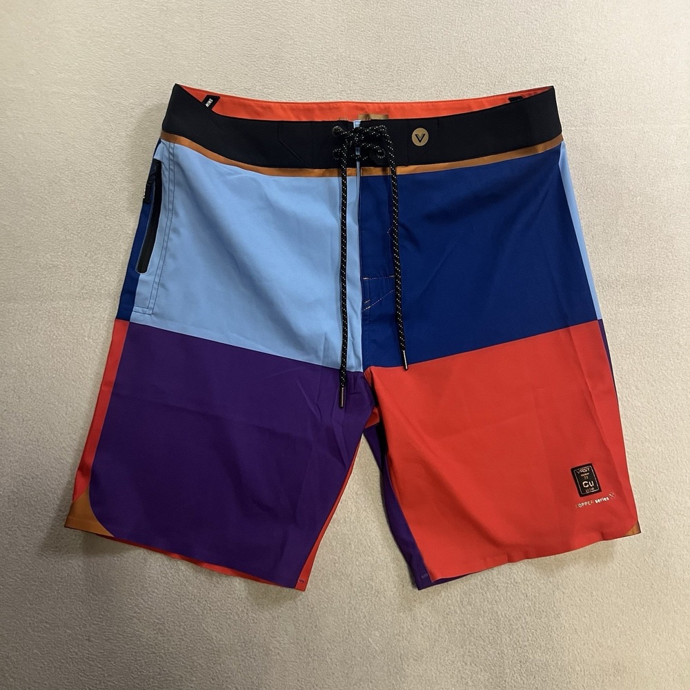 VAST Copper Series Board Shorts Swim Trunks Men's 32 Colorblock Blue Orange